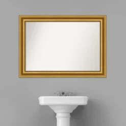42" X 30" Non-Beveled Parlor Bathroom Wall Mirror Gold - Amanti Art -Umbra Home Decor Shop GUEST 756d0b21 9e10 4013 80d6 4bbeeae73efb