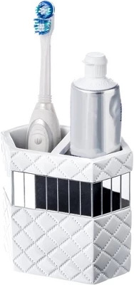 Creative Scents Quilted Mirror White Toothbrush Holder