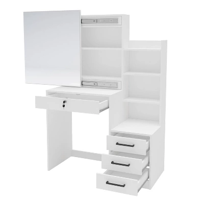 Hannah Vanity With Mirror White - Polifurniture 1 Hannah Vanity With Mirror White - Polifurniture