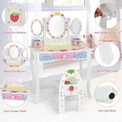 Costway Kids Vanity Princess Makeup Dressing Table Chair Set W/ Tri-fold Mirror White -Umbra Home Decor Shop GUEST 76470556 db39 4f87 a21b 62ef8a2b11e3