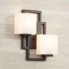 Possini Euro Design Modern Wall Light Bronze 15 1/2" Square Glass Sconce Fixture For Bathroom Side Of Mirror Hallway