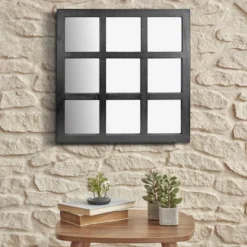 23.5" X 23.5" Rustic 9-Panel Window Pane Decorative Wall Mirror Black - Stonebriar Collection -Umbra Home Decor Shop GUEST 76addab8 fbd0 4d88 aeb8 48b55e6d3b88