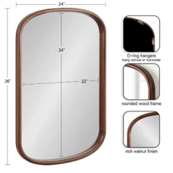 Kate & Laurel All Things Decor 24"X36" Talma Capsule Wall Mirror Walnut Brown