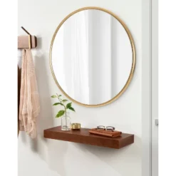 24" X 24" Caskill Round Framed Decorative Wall Mirror Gold - Kate & Laurel All Things Decor -Umbra Home Decor Shop GUEST 7738ded5 187b 4ccf 89db 1a94d56368f6
