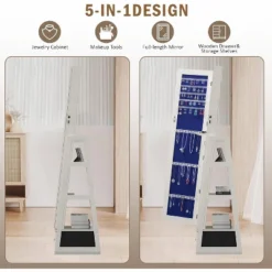 KWPZQEB 360° Swivel Jewelry Cabinet With Lights, Lockable Jewelry Organizer With Drawers And Interior Lighted Mirror, Standing Jewelry Armoire, White -Umbra Home Decor Shop GUEST 77aea8d7 abf8 4f64 b131 941c7a21aa27