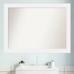 43" X 32" Non-Beveled Corvino Wood Bathroom Wall Mirror White - Amanti Art -Umbra Home Decor Shop GUEST 77f77f8d 274c 4d16 801a 36d4ff94aa27