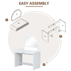 40"W Dressing Table Vanity Table Makeup Table With Touch Screen Lighted Mirror And Large Drawe, White-ModernLuxe -Umbra Home Decor Shop GUEST 78208ef8 1d99 4fdd bd39 274d8a62e42c