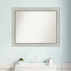 32" X 26" Non-Beveled Flair Patina Bathroom Wall Mirror Silver - Amanti Art -Umbra Home Decor Shop GUEST 78645586 0b64 4fc0 b5c8 1f6c2dc5fd8c