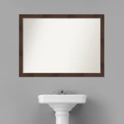 41" X 30" Non-Beveled Wildwood Brown Narrow Bathroom Wall Mirror - Amanti Art -Umbra Home Decor Shop GUEST 7873ff59 4d1d 4fc6 8a59 21845302795c