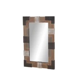 Rectangle Wood Wall Mirror With Faux Metal Details Brown - Olivia & May -Umbra Home Decor Shop GUEST 78ce6e95 6178 4c25 bf18 91721536922c