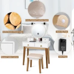 Costway Vanity Dressing Table Set Touch Screen Dimming Mirror 14 Costway Vanity Dressing Table Set Touch Screen Dimming Mirror -Umbra Home Decor Shop GUEST 78d16680 0329 446b a0f7 9e37251facdc