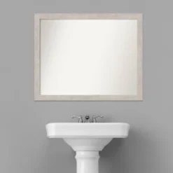 31" X 25" Non-Beveled Marred Wood Bathroom Wall Mirror Silver - Amanti Art 12 31" X 25" Non-Beveled Marred Wood Bathroom Wall Mirror Silver - Amanti Art -Umbra Home Decor Shop GUEST 78e33940 9314 4e36 a9f5 59935a98de61