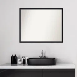 29" X 23" Non-Beveled Lucie Wood Bathroom Wall Mirror Black - Amanti Art -Umbra Home Decor Shop GUEST 78f61ee9 b21c 48dc 90ee 29ae4b45ebc2