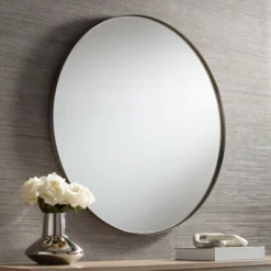 Uttermost Drake Brushed Nickel 34" Round Wall Mirror