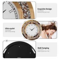 Round Mirror Wall Clock Crushed Diamond -Umbra Home Decor Shop GUEST 792ff6f1 b8b1 4423 b55b 5513377bb49a