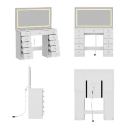 Famapy Stylish White Vanity: Large Mirror, Touch - Screen Lighting, And Ample Storage -Umbra Home Decor Shop GUEST 793ad4c6 319a 46f1 8ced a0962dec7bc3