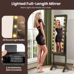 Tangkula Jewelry Armoire Cabinet Standing Lockable Jewelry Organizer With Lighted Full-Length Mirror Black/Rustic Brown/White -Umbra Home Decor Shop GUEST 79bda440 7d93 4b31 a7fa e86d7e20cd7d