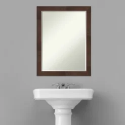 Amanti Art Wildwood Brown Narrow Petite Bevel Bathroom Wall Mirror 27.25 X 21.25 In. -Umbra Home Decor Shop GUEST 7a533107 483d 4914 86fb 6c8e916f7d1c