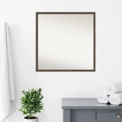 27" X 27" Non-Beveled Hardwood Wedge Wood Bathroom Wall Mirror Mocha Brown - Amanti Art -Umbra Home Decor Shop GUEST 7a55e35d 2d2f 4359 a804 65c42b629663