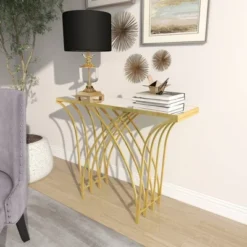 Metal And Mirror Art Deco Console Table Gold - Olivia & May -Umbra Home Decor Shop GUEST 7a649e24 0400 4ed1 8910 4fdd54e2ee5f