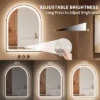 26"x38" Arched Black Bathroom Mirror With Dimmable LED Lights, Anti-Fog, 3 Color Temperatures, Modern Vanity Wall Mirror