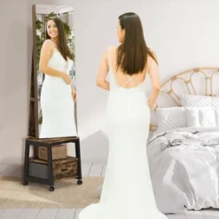 Swivel Jewelry Cabinet, Lockable Standing Jewelry Organizer With Full-Length Mirror, Rear Storage Shelves, Interior Mirror, Jewelry -Umbra Home Decor Shop GUEST 7b0adbaf c7c4 4184 82c8 71328446c8c5