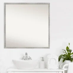 27" X 27" Non-Beveled Shiplap White Narrow Wood Bathroom Wall Mirror - Amanti Art -Umbra Home Decor Shop GUEST 7b331e04 dbf8 4c78 b6fd 3764b702683e