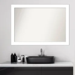 40" X 28" Non-Beveled Wedge White Bathroom Wall Mirror - Amanti Art -Umbra Home Decor Shop GUEST 7b98970d 4fe2 4976 94e0 9f3c75e19944