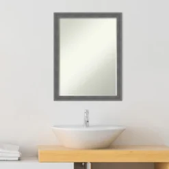 Amanti Art Dixie Grey Rustic Petite Bevel Wood Bathroom Wall Mirror 26.25 X 20.25 In. -Umbra Home Decor Shop GUEST 7bc2b214 9cb4 49ac bd84 cf2825a113b9