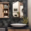 LuxenHome Black Metal Hexagon Frame Wall Accent Mirror For Bathroom & Vanity