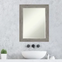 Amanti Art Regis Barnwood Grey Petite Bevel Wood Bathroom Wall Mirror 28.5 X 22.5 In. -Umbra Home Decor Shop GUEST 7c42dbe0 1bc3 467e abb3 b93a3bcf4011