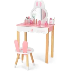 Costway Kids Vanity Set Rabbit Makeup Dressing Table Chair Set W/ Mirror Drawer WhitePink -Umbra Home Decor Shop GUEST 7cba06fd c8cf 484e 92ae ae5bb3bb1a5e