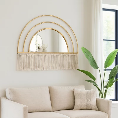 Stylish Decorative Large Wall Mirror With Bohemian-Inspired Arched Frame - Enhances Living Room, Bathroom Mirror, Or Bedroom Décor 2 Stylish Decorative Large Wall Mirror With Bohemian-Inspired Arched Frame - Enhances Living Room, Bathroom Mirror, Or Bedroom Décor - Image 2