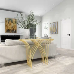 Metal And Mirror Art Deco Console Table Gold - Olivia & May -Umbra Home Decor Shop GUEST 7e2eddf8 9ebc 460c a40c 68558ac285f9