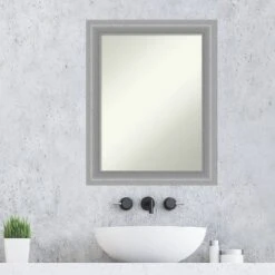 23" X 29" Non-Beveled Peak Polished Nickel Narrow Bathroom Wall Mirror - Amanti Art -Umbra Home Decor Shop GUEST 7e621134 2f5b 4b02 9337 f0b02e34c7df