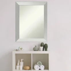 22" X 28" Non-Beveled Brushed Sterling Wood Bathroom Wall Mirror Silver - Amanti Art -Umbra Home Decor Shop GUEST 7e736ef9 97d2 45b8 9d11 944a097c59d6