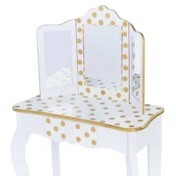 Fashion Polka Dot Gisele Play Vanity Set With Led Mirror White/Gold - Teamson Kids -Umbra Home Decor Shop GUEST 7f0465b5 7e31 4824 94e3 6c7674369f78