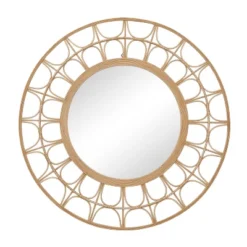 Bohemian Bamboo Starburst Wall Mirror Brown - Olivia & May