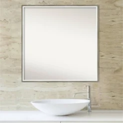 27" X 27" Non-Beveled Lucie Wood Bathroom Wall Mirror Silver - Amanti Art -Umbra Home Decor Shop GUEST 7fe025a1 2f2a 480b ae9a 4ef976ca9b87