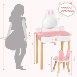 Costway Kids Vanity Set Rabbit Makeup Dressing Table Chair Set W/ Mirror Drawer WhitePink -Umbra Home Decor Shop GUEST 7fe9b50c 6d90 4a82 a005 0b8554e38dd9