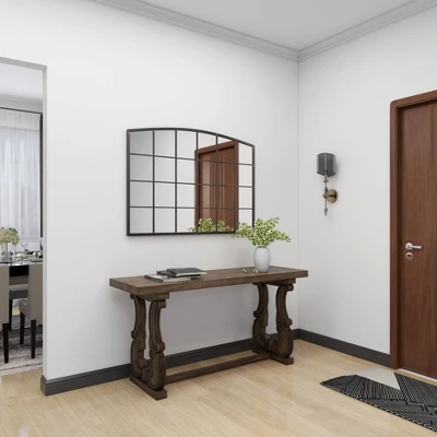 Metal Window Pane Inspired Wall Mirror With Arched Top Black - Olivia & May 17 Metal Window Pane Inspired Wall Mirror With Arched Top Black - Olivia & May - Image 17