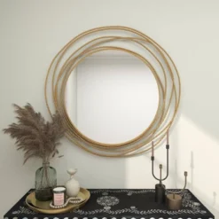 Metal Wall Mirror With Overlapping Ring Frame Gold - Olivia & May 29 Metal Wall Mirror With Overlapping Ring Frame Gold - Olivia & May -Umbra Home Decor Shop GUEST 803145f7 dfc0 46da 8772 c12f0ab79829