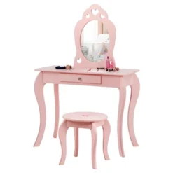 Costway Kids Vanity Set Princess Makeup Dressing Play Table Set W/Mirror -Umbra Home Decor Shop GUEST 80949542 0680 45ab ba7c 022ff90486fb