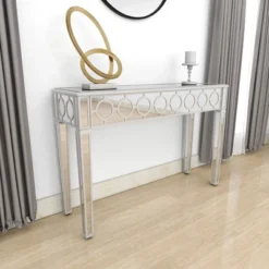 Glam Mirror And Wood Patterned Console Table Silver - Olivia & May -Umbra Home Decor Shop GUEST 8096c1d6 2bd8 49d1 9664 6403f791d464