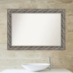 42" X 30" Non-Beveled Silver Luxor Wood Bathroom Wall Mirror - Amanti Art -Umbra Home Decor Shop GUEST 80edeee5 b3fc 4e61 9e6c 0d5f35f27d93