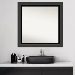 31" X 31" Non-Beveled Tuxedo Black Bathroom Wall Mirror - Amanti Art -Umbra Home Decor Shop GUEST 81461fa1 7573 4526 804f cb61ff1e4d7a