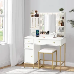 Vanity Desk With Mirror, Makeup Vanity Table With Chair & Charging Station, Dressing Table -Umbra Home Decor Shop GUEST 8170e25e 6cd0 42c5 a325 8c63c777d3d6