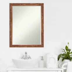 Amanti Art Fresco Light Pecan Petite Bevel Wood Bathroom Wall Mirror 26.5 X 20.5 In. -Umbra Home Decor Shop GUEST 81cb4c85 c948 4873 b5c4 e8511442cbed