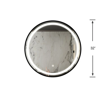 32 Inch Bathroom Wall Mirrors With 3 Color Lights Round Wall Vanity Mirror, IP54 Waterproof Frameless Crystal LED Anti-Fog Bathroom Vanity Mirror 6 32 Inch Bathroom Wall Mirrors With 3 Color Lights Round Wall Vanity Mirror, IP54 Waterproof Frameless Crystal LED Anti-Fog Bathroom Vanity Mirror - Image 6