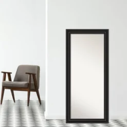 30" X 66" Non-Beveled Colonial Black Full Length Floor Leaner Mirror - Amanti Art -Umbra Home Decor Shop GUEST 833c5f5d 34cf 4dd0 8eae 0ce448df336c